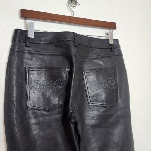 Harley Davidson 100% Leather Embroidered Riding Pants in Black Women's Size 8 - Picture 5 of 13